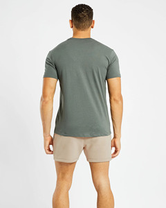 Camisetas de hombre de corte regular color verde oliva, precio de fábrica al por mayor, mezcla de algodón, transpirables, para gimnasio y ropa de calle, camisetas de verano para hombre - Product Image 4