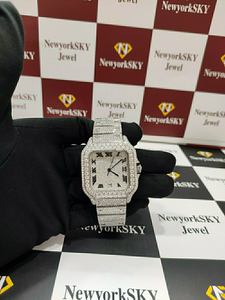 Entièrement glacé VVS Moissanite diamant clouté automatique mécanique montre-bracelet Hip Hop Bling Style 40mm acier inoxydable cadeau parfait - Product Image 2