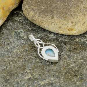 Pendentif Larimar en argent sterling fabriqué à la main collier de pierres précieuses poire naturelle beaux bijoux pour elle - Product Image 5