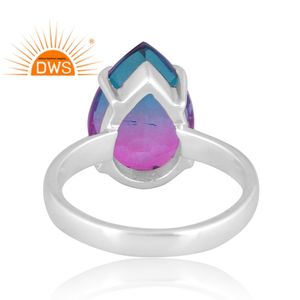 Dernière conception Bague empilable en argent sterling fin avec pierre précieuse de quartz doublet de tourmaline bio Fabricant de bijoux personnalisé - Product Image 4