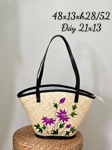 Bolso de mano de cuero con correas ecológicas hecho a mano con patrones decorativos florales únicos, nuevo modelo elegante, dos cierres de cremallera - Product Image 3