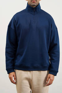 Sudadera de cuello con cremallera mezclada de algodón polar 100%, sudadera holgada Suny System, sudadera, versión básica de 380gsm para hombres - Product Image 4