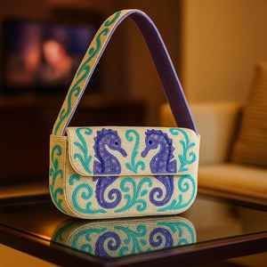 Multicolor Beaded <b>Bag</b> with Handle, Handheld <b>Bag</b>, Casual Hand <b>Bag</b>, Indian Handicraft, Handmade, <b>Baguette</b> <b>bag</b>, - Product Image 6