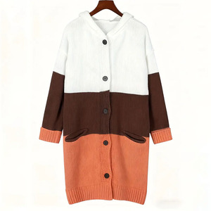 <strong>Women's</strong> Button-Up <strong>Long</strong> Sleeve Open Front Sweater with Pockets Plus-Size Striped Color-Block <strong>Hooded</strong> <strong>Long</strong> Sweater <strong>Cardigan</strong> - Product Image 6