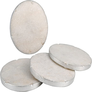 Marble <b>coaster</b> Wholesale Natural <b>White</b> Stone and Brass Heart Design <b>coaster</b> for Table Decoration & Accessories - Product Image 4