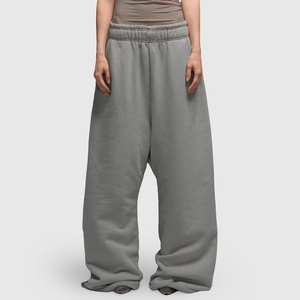 Pantalones de chándal acampanados holgados personalizados de alta calidad, pantalones de chándal de pierna ancha rectos en blanco de felpa francesa para hombres - Product Image 1