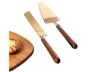 มือจับสแตนเลสไม้สไตล์ตะวันตกเค้กเซิฟเวอร์และเครื่องครัวสำหรับงานเลี้ยงวันเกิดใช้ในสำนักงานและร้านอาหารไม่เหมือนใคร - Product Image 1