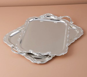 Nouveau plateau carré nickelé de haute qualité fait à la main ensemble de 4 assiettes de service à café et de décoration intérieure pour hôtel, restaurant et usage domestique - Product Image 3