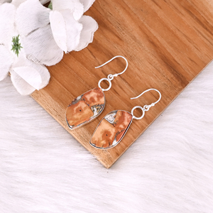 Nouveauté Boucles d'oreilles pendantes en pierre de jaspe Malinga bohème, vente chaude, plaqué argent laiton, pour femmes, cadeaux, bijoux - Product Image 3