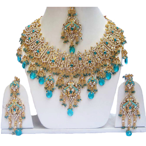 Indian Royal Zircon Gold Plated Classic Bridal Jewelry Set Women Wedding Traditional Elegance Ethnic Regal Finish - Product Image 1