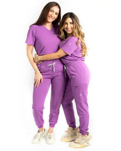 Ensembles de gommage femmes résistant aux rides Spandex / polyester infirmière gommages costume soins infirmiers médicaux gommages uniformes d'hôpital - Product Image 3