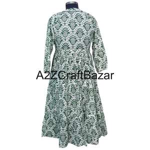 Robe longue bohème Himanshi pour femme, 100% coton, col en V, manches longues, imprimé numérique floral, décontractée, respirante, longueur maxi - Product Image 6