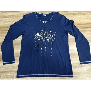 Camiseta de Manga Larga 100% Algodón para Mujer con Estampado en el Pecho, Cuello Redondo, Estampado por Transferencia de Calor, Corte Regular Informal - Product Image 1