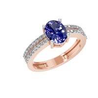 Bague de fiançailles élégante en saphir cultivé en laboratoire, or massif 9k 14k 18k plaqué rhodium, bijoux fins avec pierres latérales CVD