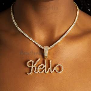 Personalizado 925 plata esterlina clásico escritura a mano colgante Moissanite diamante estilo Hip Hop collar con diseño personalizado - Product Image 2