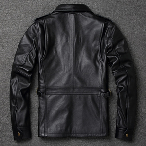 Bomber de moto en cuir d'agneau véritable pour hommes hiver personnalisé col montant avec toile tissu - Product Image 2