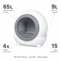 Bac à litière automatique intelligent pour chat, rond, fermé, autonettoyant, électrique, avec contrôle des odeurs, grande toilette pour chat