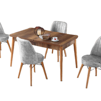 Ensemble de table à manger extensible moderne avec 4 chaises, plateau en aggloméré, pieds en bois, durable, écologique, assemblage facile, table en bois