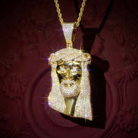 YYN Vente directe usine Collier pendentif Jésus grande taille style Hip Hop entièrement serti de pierres CZ AAA pour hommes