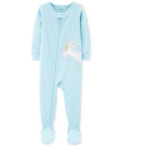 Pigiama intero blu di Carter's per bambine, taglia 3T, comodo, con stampa a cuori e design Pegaso - Product Image 1