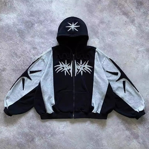 Ensemble de sweat à capuche zippé surdimensionné, sweat à capuche brodé avec applique zippée personnalisé, sweat à capuche brodé personnalisé pour hommes - Product Image 4