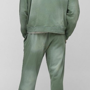 Custom Logo Unisex Hooded Casual Printed Acid Wash Zipper Tracksuits 2-Piece <b>Set</b> with Long Sleeves - Product Image 4