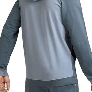 Conjunto de Sudadera con Bloques de Color Gris Oscuro y Gris Claro para Hombre, con Cremallera Completa y Estilo Deportivo Informal para Viajes o Estilo Urbano - Product Image 2
