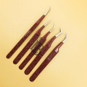 Nouvelles pinces à épiler pour extensions de cils avec pointe dorée scintillante, couleur marron, pinces à épiler personnalisées, magnifiques pinces à épiler, cils de vison - Product Image 6