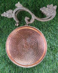 Beautifully Designed Copper Urli Bowl with Carved <b>Stand</b> Made of Brass and Glass for Home Decoration for Gifting - Product Image 3