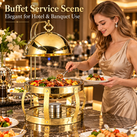 Chauffe-Plat Suspendu de Luxe en Acier Inoxydable Doré 8L pour Hôtels, Mariages et Buffets de Traiteur (Vente en Gros)