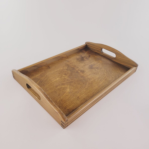 Plateau de service en bois d'acacia manche en acier inoxydable plateau de service de vaisselle de qualité supérieure plateau en bois - Product Image 3
