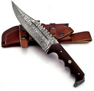 Couteau artisanal en acier Damas, lame de 7 pouces, dureté 55-58 HRC, manche en bois de rose, design ergonomique, pour la chasse, la survie et le camping - Product Image 6