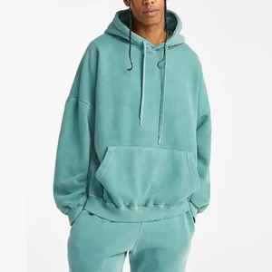 เสื้อสวมหัวผ้าฝ้ายหนา500 GSM เสื้อมีฮู้ดผ้าฟลีซโอเวอร์ไซส์ผ้าฟลีซคลุมไหล่ตก - Product Image 2