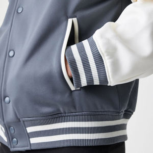 แจ็กเก็ตผ้าวูลแบบเต็มตัวสำหรับผู้ชายแจ็กเก็ตเบสบอลผ้าวูลย้อมสีล้วนสำหรับผู้ชายสินค้ามาแรง - Product Image 6