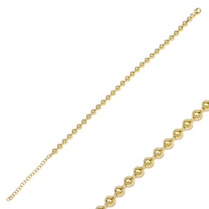Elegant <b>Beaded</b> Chain 4 mm Ball <b>Bracelet</b> Turkish Handmade Wholesale 925 Sterling Silver For Woman Jewelry - Product Image 1