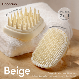 Brosse <span class=keywords><strong>de</strong></span> massage du cuir chevelu en silicone double face 2-en-1 avec poils longs et courts pour le lavage des cheveux et les soins des cheveux mouillés - Product Image 6