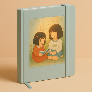 LABON Cuaderno lindo con dos niñas Ilustración <span class=keywords><strong>de</strong></span> lectura Cálido y curativo Diario <span class=keywords><strong>de</strong></span> escena <span class=keywords><strong>de</strong></span> la vida diaria para la amistad Mindfulness - Product Image 2