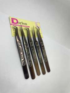 Pinzas para pestañas de acero inoxidable con logotipo personalizado Dorlon, pinzas para pestañas de calidad sostenible de Color personalizado - Product Image 6