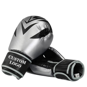 Gants de boxe noirs sur mesure en cuir véritable pour les sports de plein air - Product Image 2