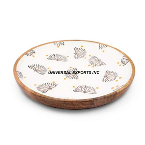 Diseño de pegatinas Cuenco de madera para servir Forma redonda Cuenco de ensalada hecho a mano Clásico Elegante Nuevo Cuenco de chocolate de madera - Product Image 1