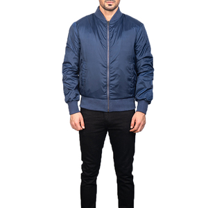 Chaqueta bomber ajustada para hombre con puños acanalados de corte elegante y tela lisa imprescindible para un aspecto urbano o de calle inteligente OEM - Product Image 5