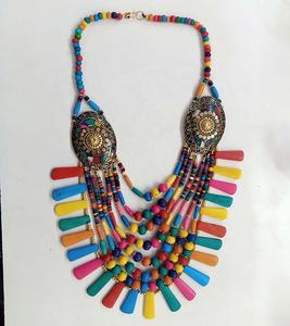 Vente chaude Style bohème perles d'os mosaïque pendentif collier GC-NK-355 femmes mode bijoux fabricant indien prix d'exportation - Product Image 1