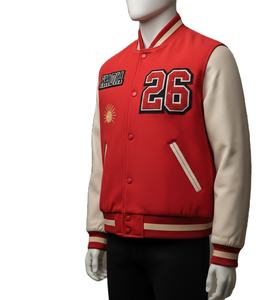 Chaqueta Varsity de Invierno Impermeable y Transpirable de Alta Calidad al por Mayor para Hombre, con Mangas de Piel de Oveja y Parches con Logotipo Personalizado - Product Image 2