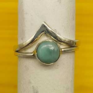 Larimar 925แหวนเรียงซ้อนเงินสเตอร์ลิงน้ำหนักเบาแบบเรียบง่ายโบฮีเมียนทำด้วยมือประดับเพชรชุดฝามุก - Product Image 4