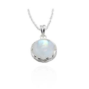 Silver <b>Moonstone</b> Necklace, Organic Silver Rainbow <b>Moonstone</b> Pendant, June Birthstone Necklace, 925 Sterling Silver Necklace - Product Image 1