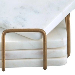 Dessous de verre carré en marbre blanc uni élégant tapis de boisson durable pour la maison cuisine salle à manger café Table à thé bureau et usage quotidien - Product Image 3