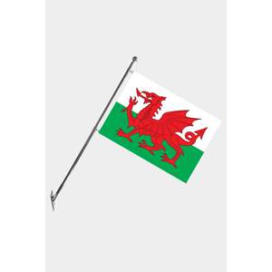 Conjunto de Asta de Bandera Telescópica para Montar en la Pared de Gales con Banderas de Poliéster Impresas Digitalmente - Product Image 1