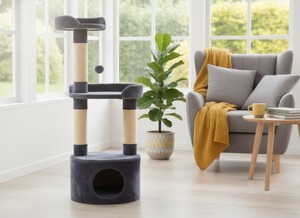 เสาข่วนแมวคุณภาพสูง Amistar "Velvet Nook" สำหรับแมวทุกสายพันธุ์และทุกขนาด - Product Image 4