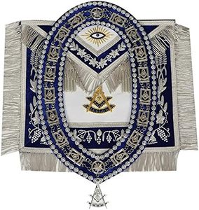 Masonic Past Master Delantal de piel de cordero Collar de cadena Joya gratis 100% Artesanía bordada hecha a mano genuina Costura de punto de cruz - Product Image 1
