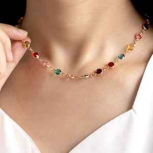 Collier en cristal multicolore fait à la main bijoux de charme de pierres précieuses vibrantes collier coloré unique cadeau pour les femmes - Product Image 1